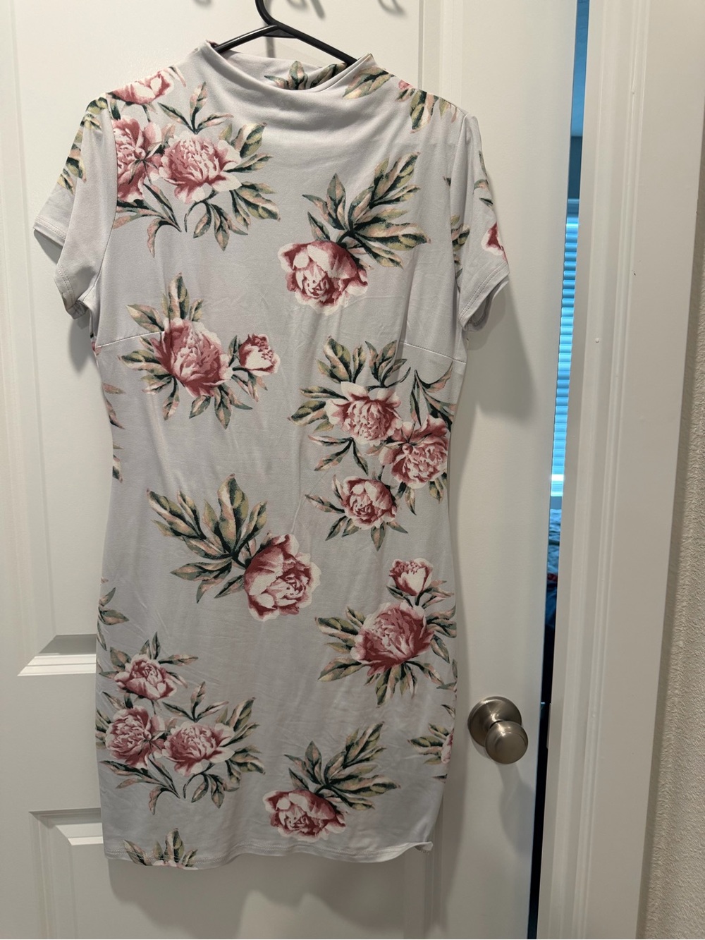 NanaMacs Light Gray Floral Mini Dress with Pink Blooms